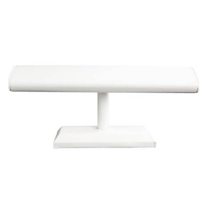 White Leatherette Long Oval Jewelry Watch / Bracelet T-Bar 