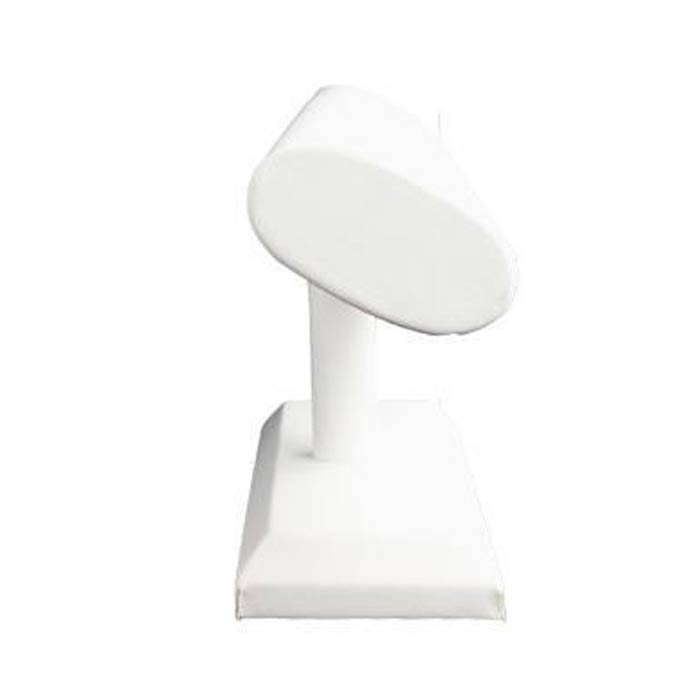 White Leatherette Long Oval Jewelry Watch / Bracelet T-Bar 