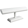 White Leatherette Long Oval Jewelry Watch / Bracelet T-Bar 