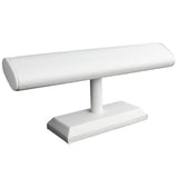 White Leatherette Long Oval Jewelry Watch / Bracelet T-Bar 