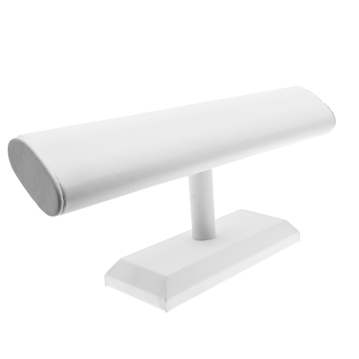 White Leatherette Long Oval Jewelry Watch / Bracelet T-Bar