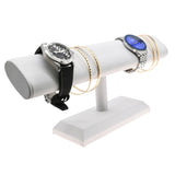 White Leatherette Long Oval Jewelry Watch / Bracelet T-Bar