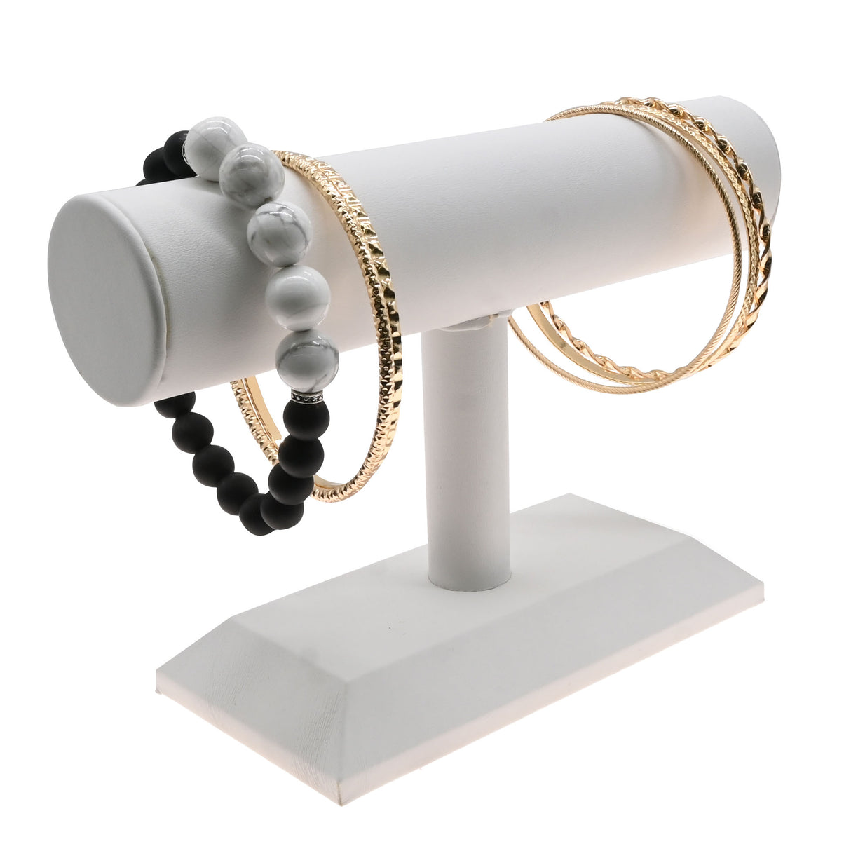 White Leatherette Jewelry Bracelet / Watch T-Bar