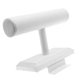 White Leatherette Slatwall Jewelry T-Bar Display - 7-1/2" Wide