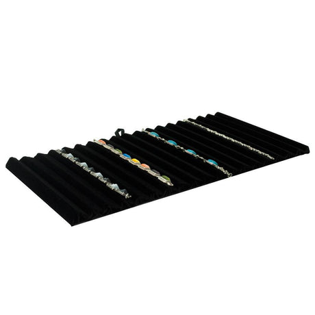 Full Size Black Velvet 18 Slot Jewelry Bracelet Tray Liner Insert