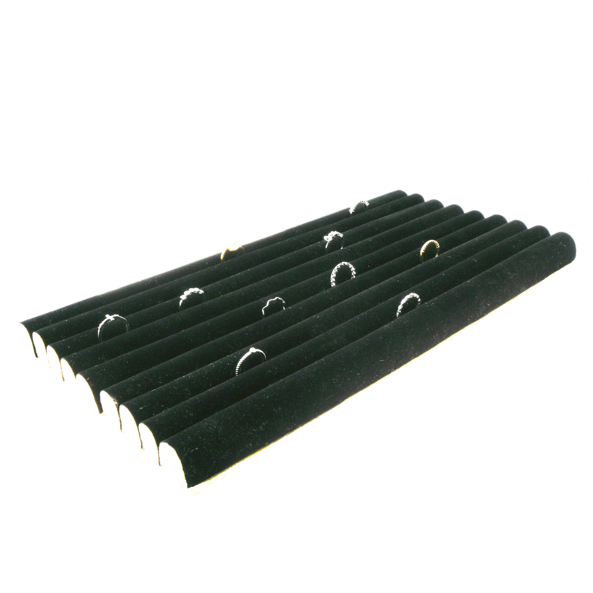 Black Velvet Tufted Ring Tray Insert - 8 Rows