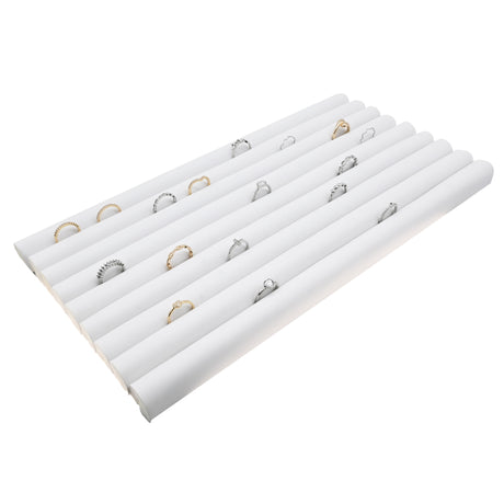 White Leatherette Ring Display Tray Insert - 8 Rows