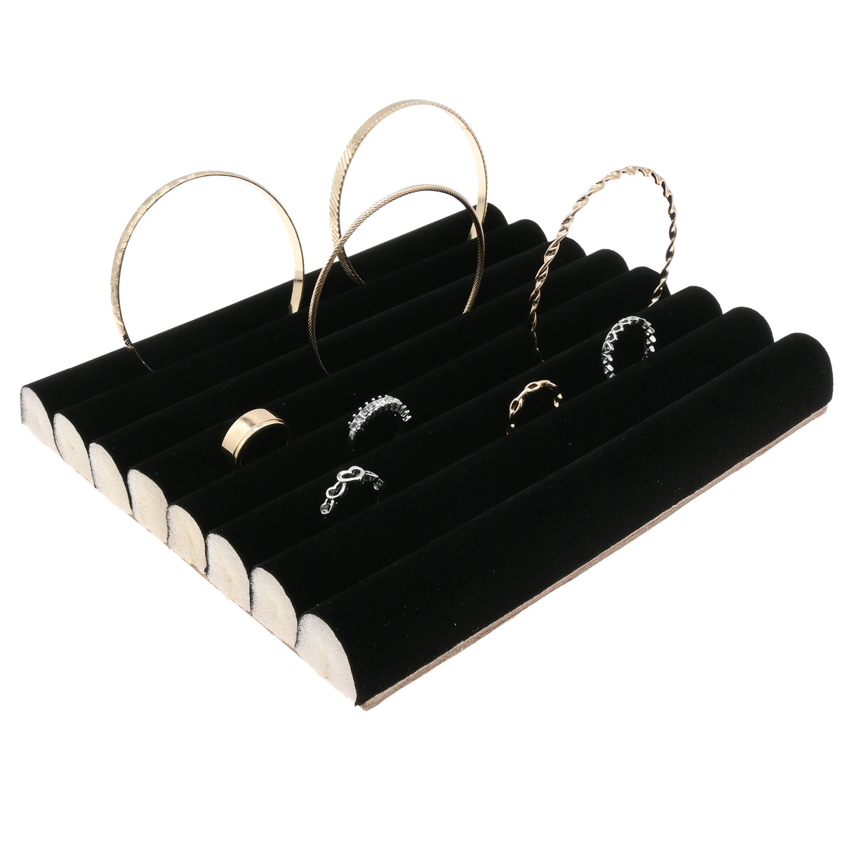 Black Velvet Tufted Half Size Jewelry Ring Insert Tray Liner