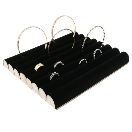 Black Velvet Tufted Half Size Jewelry Ring Insert Tray Liner