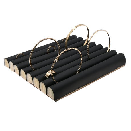 Black Leatherette 7 Row Jewelry Ring Display Tray Insert, Half Size