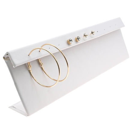 White Leatherette Jewelry Earring Display, Holds 6 Pairs
