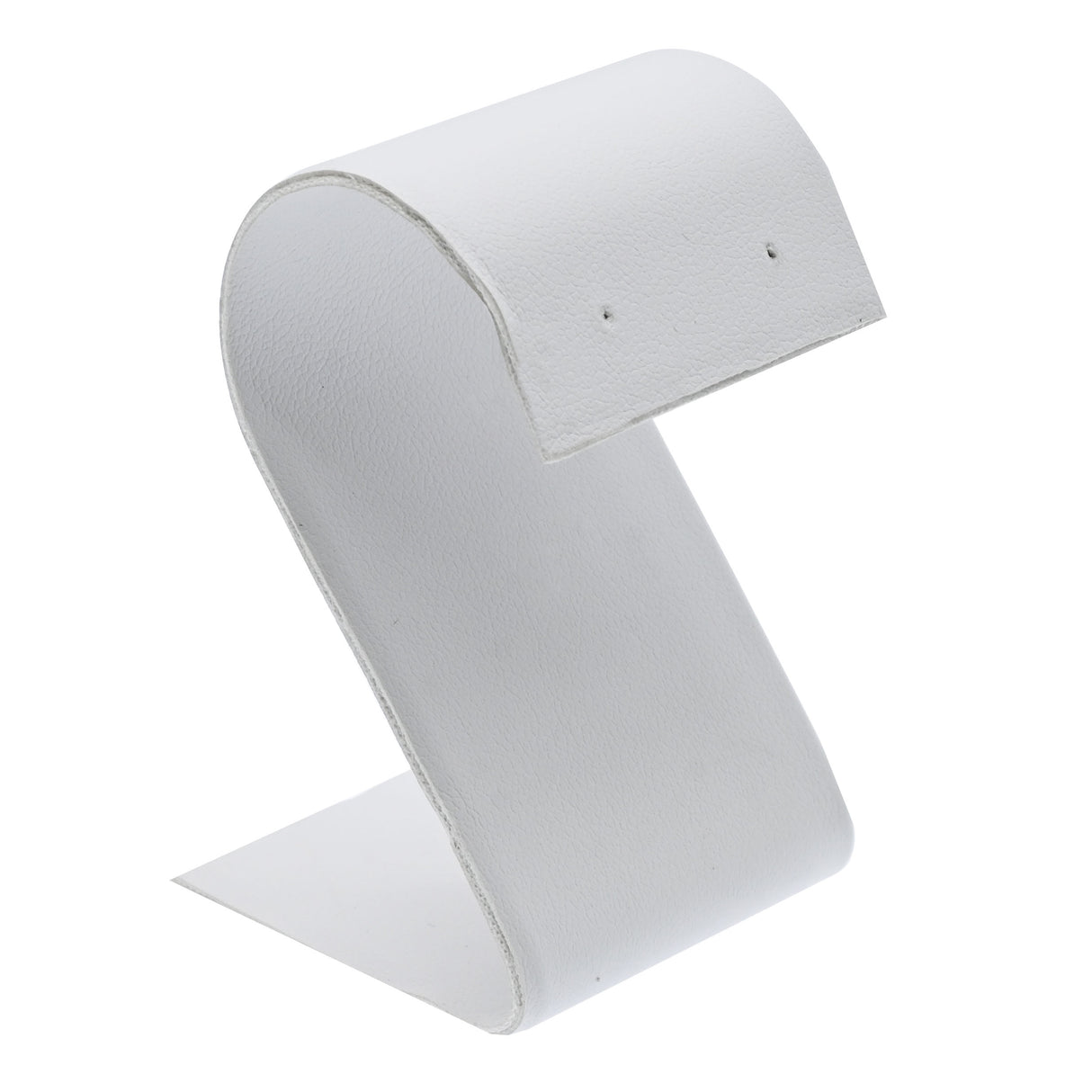 Curved White Leatherette Jewelry Earring Display Stand, 2-1/4" Tall