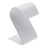 Curved White Leatherette Jewelry Earring Display Stand, 2-1/4" Tall