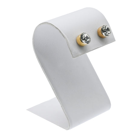 Curved White Leatherette Jewelry Earring Display Stand, 2-1/4" Tall