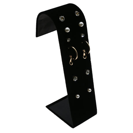 Black Velvet Vertical Earring Display Stand - Holds 12 Pairs