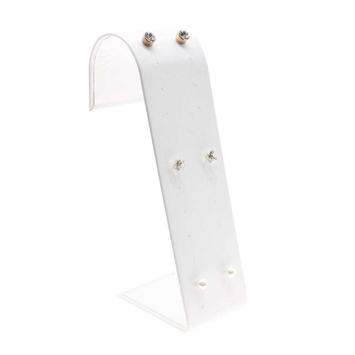 White Leatherette Jewelry Earring Stand, Holds 12 Pairs