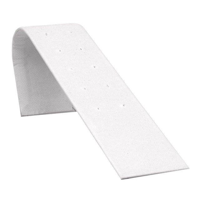 Jewelry Earring Display Ramp, White Leatherette, Holds 5 Pairs