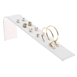Jewelry Earring Display Ramp, White Leatherette, Holds 5 Pairs