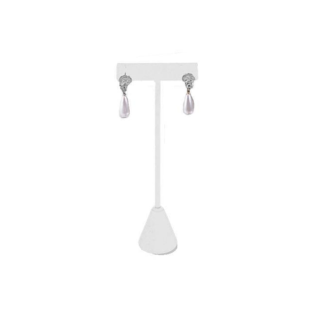 White Leatherette Jewelry Earring T Stand, 5-3/4" Tall