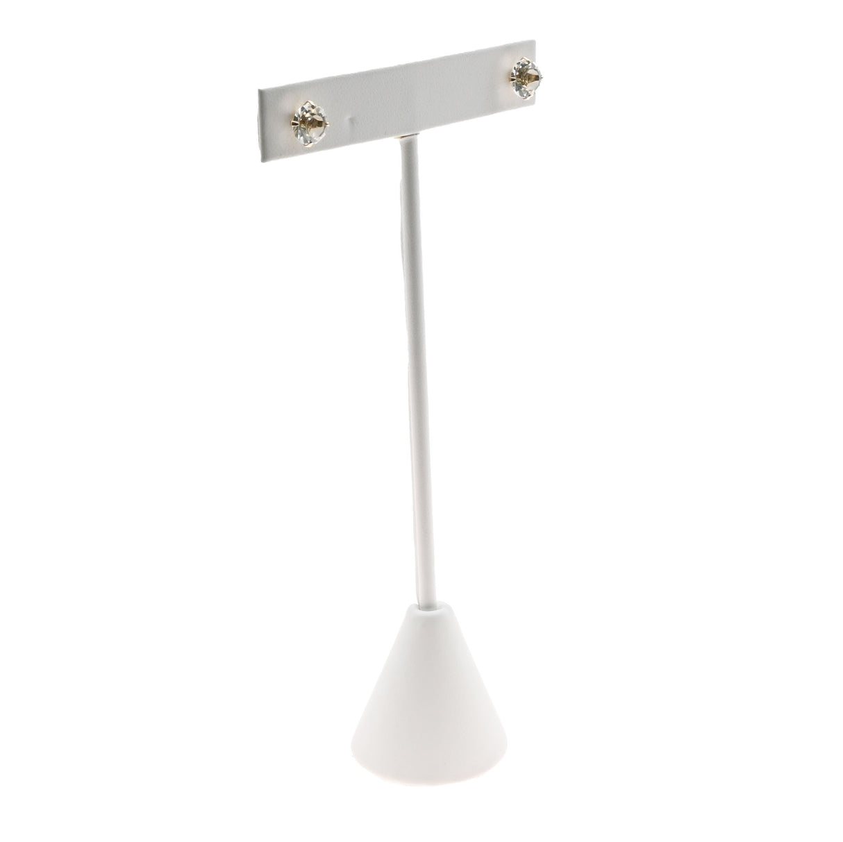 White Leatherette Jewelry Earring T Stand, 4-3/4" Tall