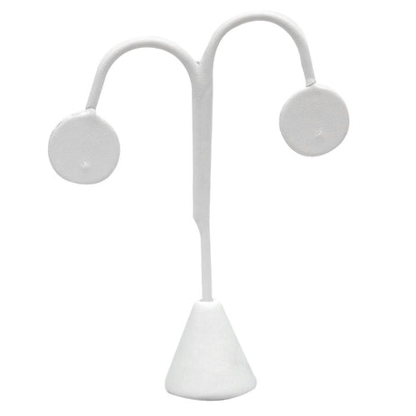 White Leatherette Jewelry Earring Tree Display Stand, 4-3/4" Tall