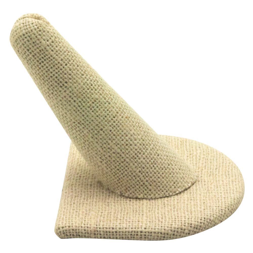 Beige Linen Single Finger Jewelry Ring Display 