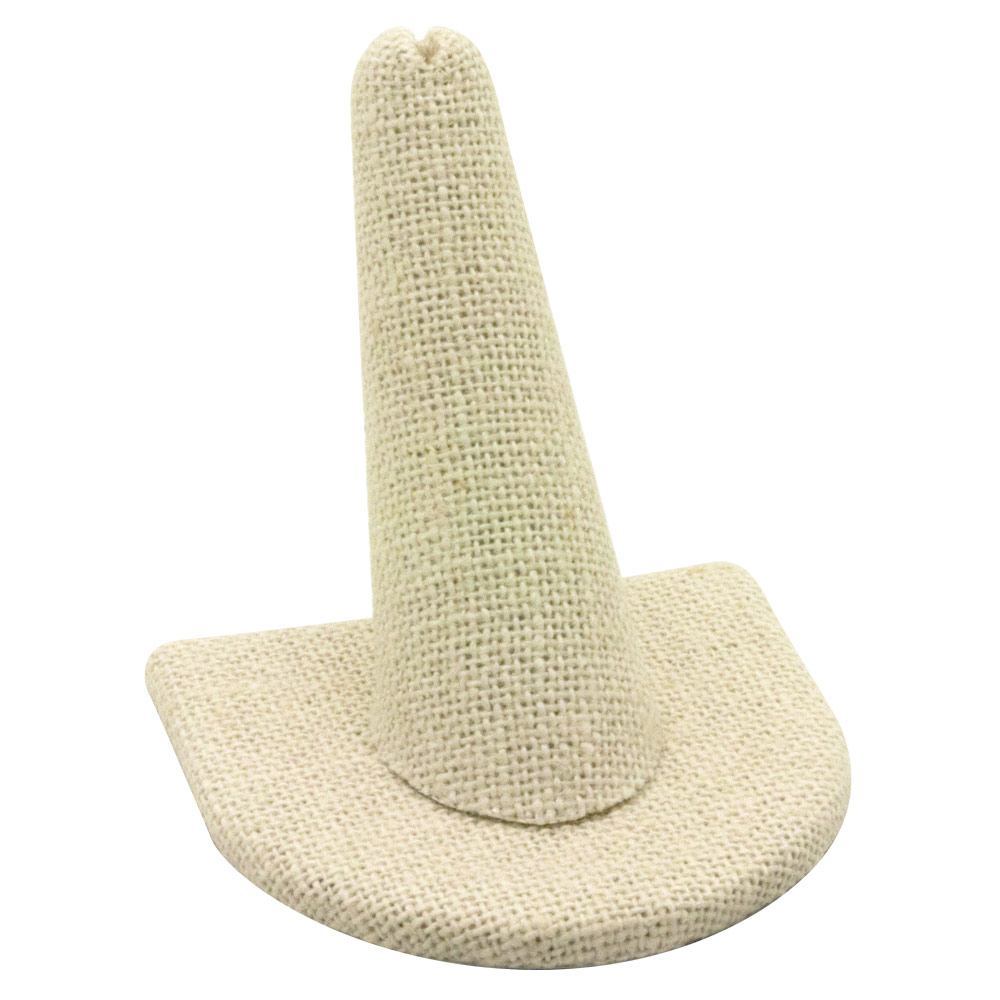 Beige Linen Single Finger Jewelry Ring Display 