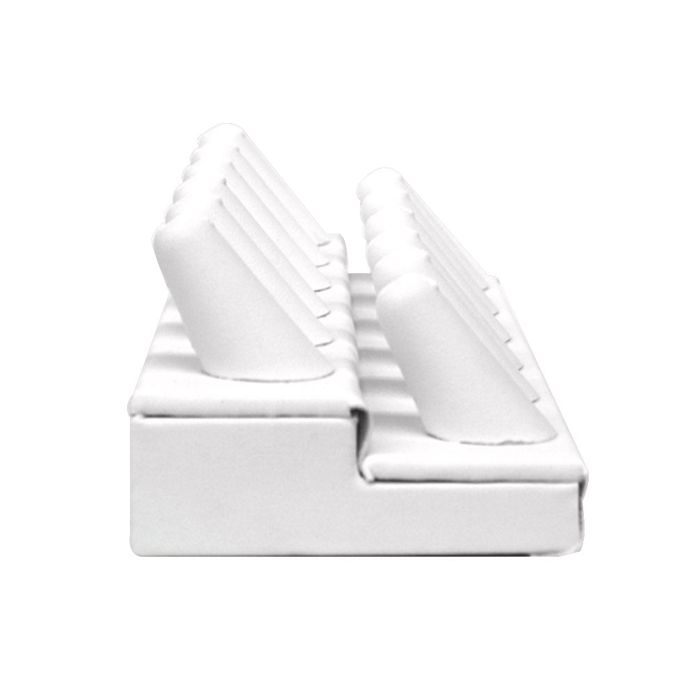 White Leatherette 12 Finger Jewelry Ring Display Stand