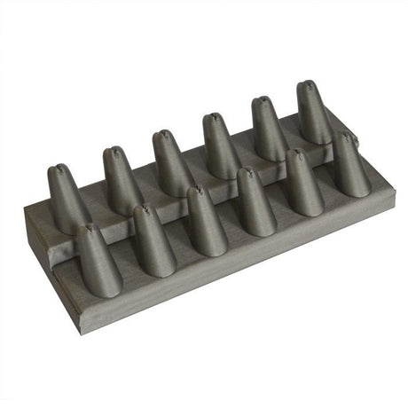 Steel Grey Leatherette 12 Finger Jewelry Ring Display Stand