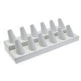 White Leatherette 12 Finger Jewelry Ring Display Stand