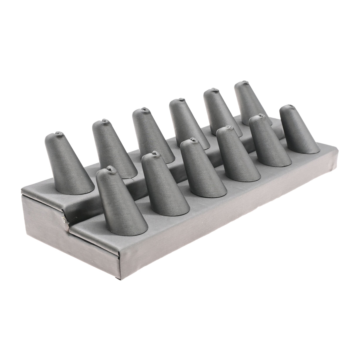 Steel Grey Leatherette 12-Finger Ring Display