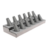 Steel Grey Leatherette 12-Finger Ring Display