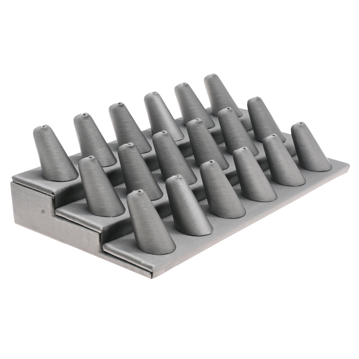 Steel Grey Leatherette 18-Finger Ring Display