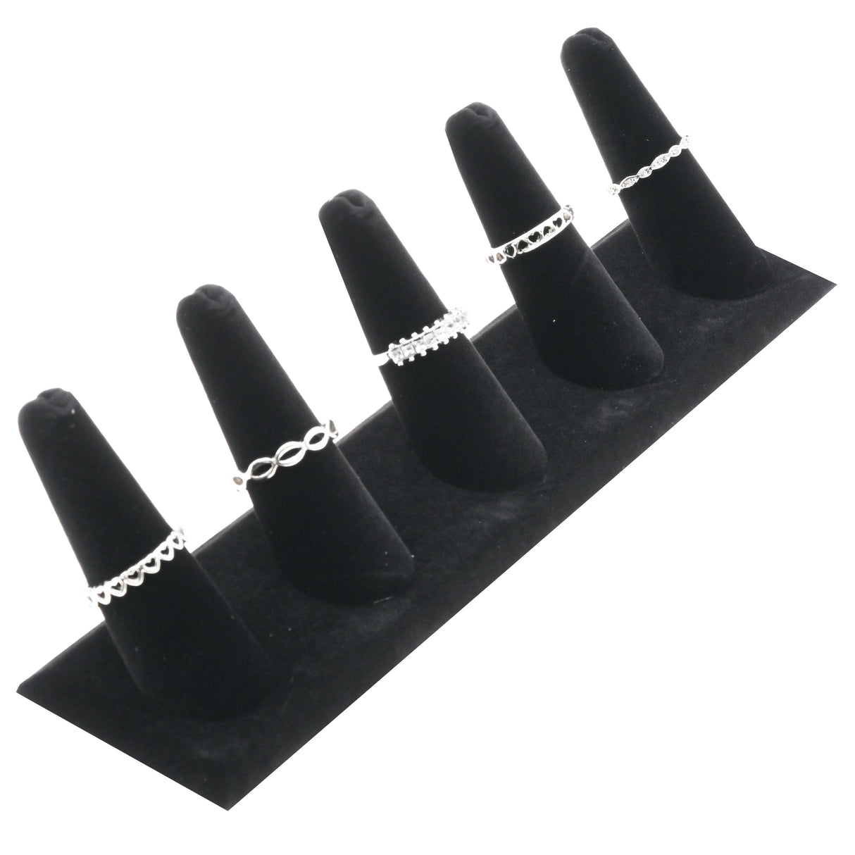 Black Velvet 5 Finger Jewelry Ring Display Stand