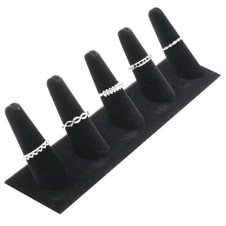 Black Velvet 5 Finger Jewelry Ring Display Stand