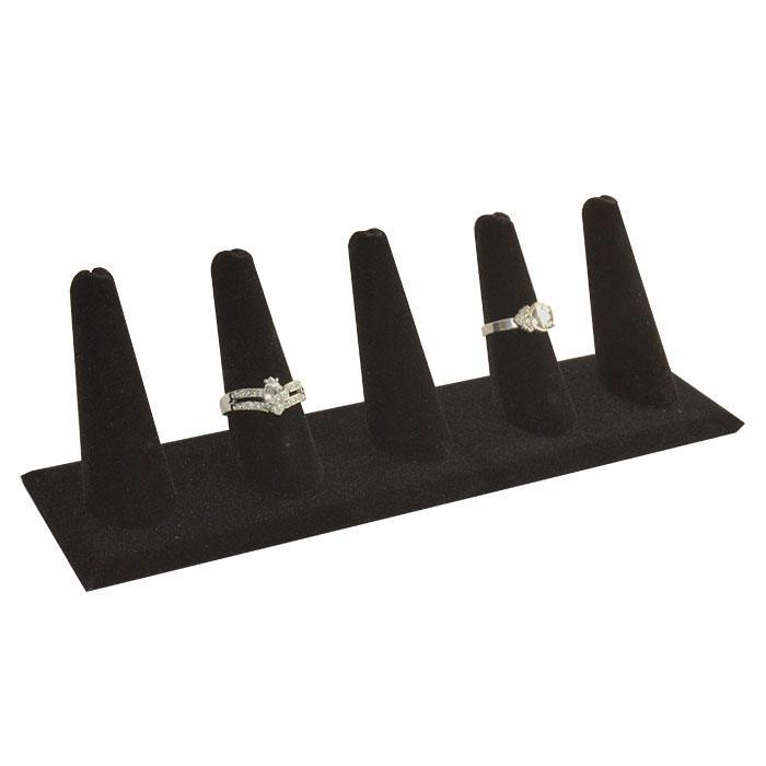 Black Velvet 5 Finger Jewelry Ring Display Stand