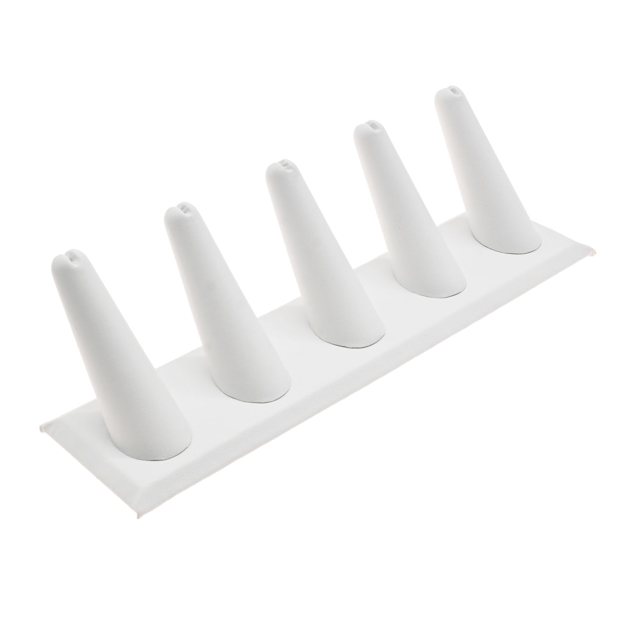 White Leatherette 5 Finger Jewelry Ring Display Stand