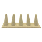Beige Linen 5 Finger Jewelry Ring Display
