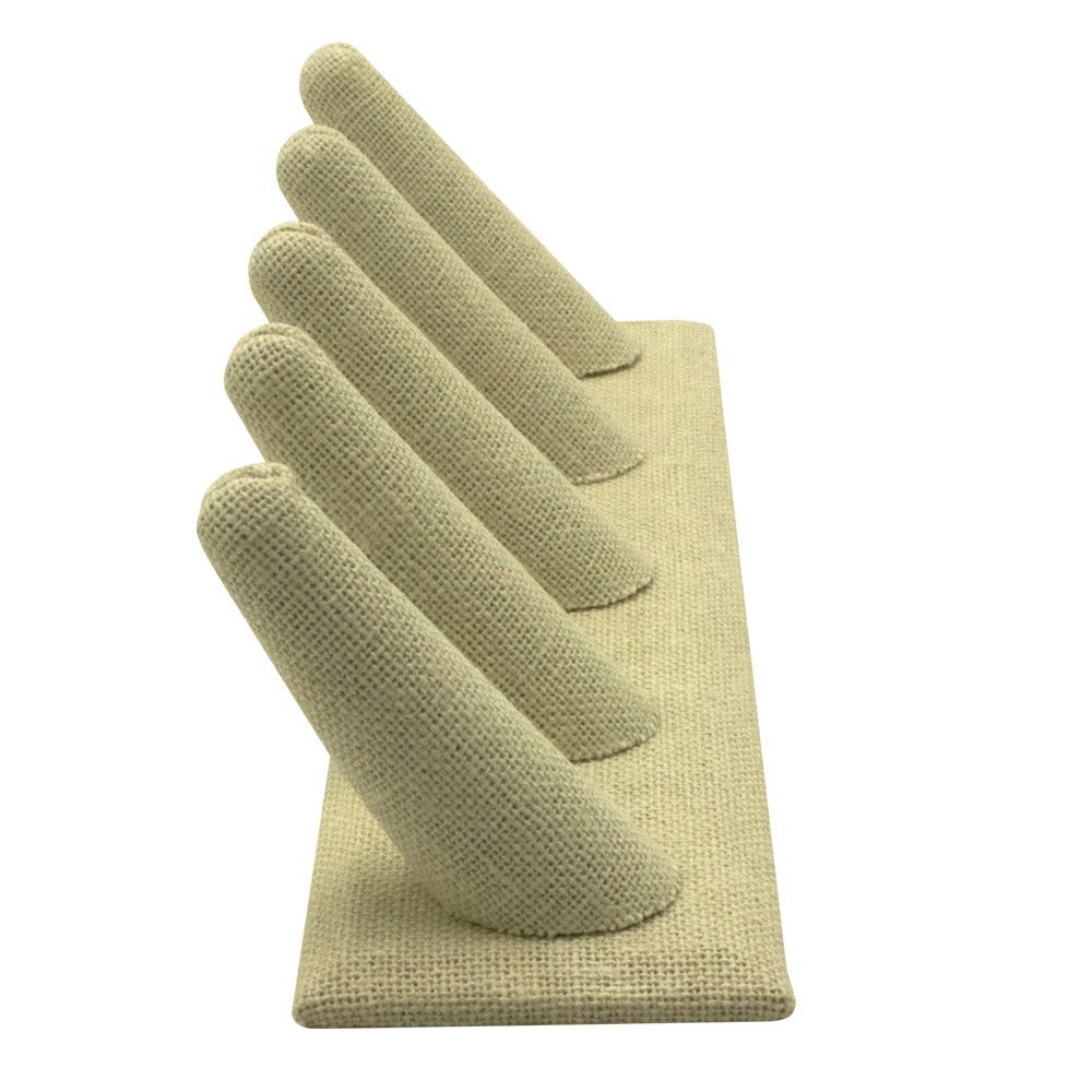 Beige Linen 5 Finger Jewelry Ring Display