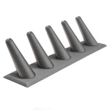 Steel Grey Leatherette 5-Finger Jewelry Ring Display Stand