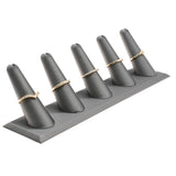 Steel Grey Leatherette 5-Finger Jewelry Ring Display Stand