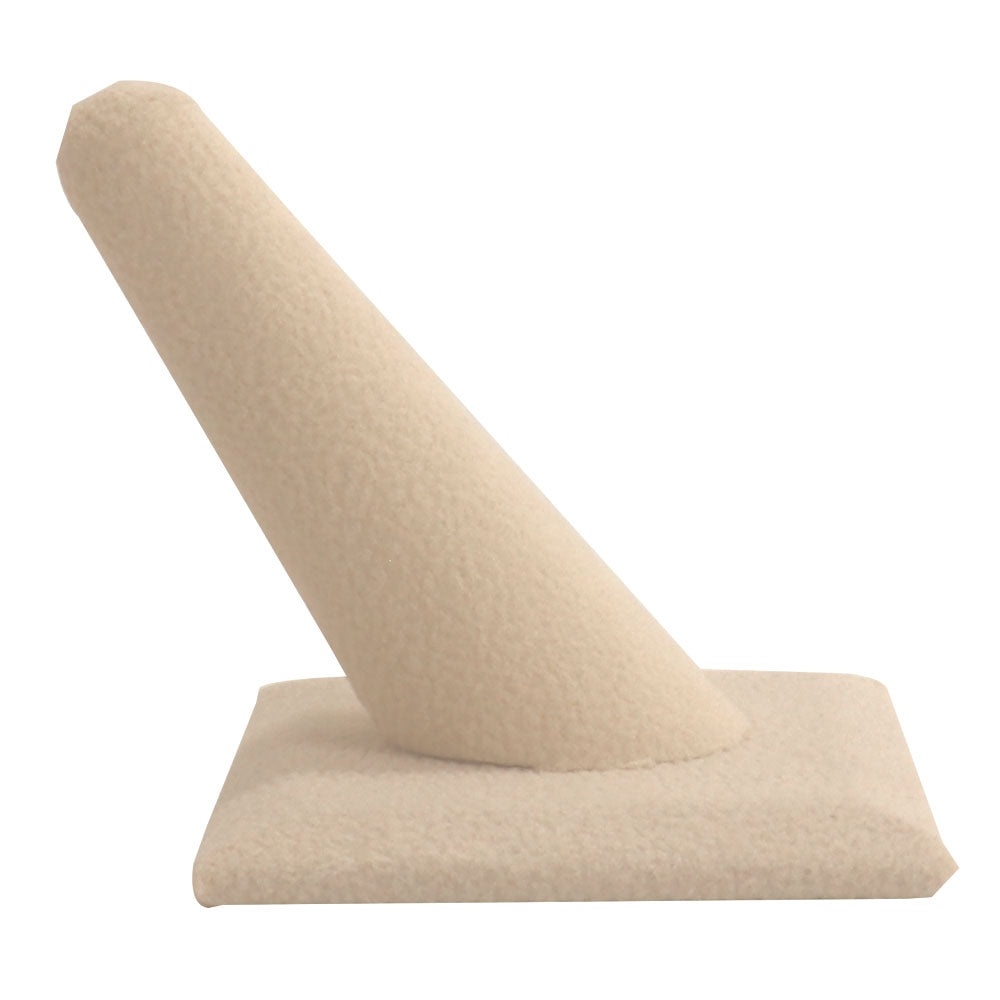 Beige Faux Suede Jewelry Ring Display Stand