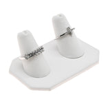 White Leatherette Dual Jewelry Ring Display Stand