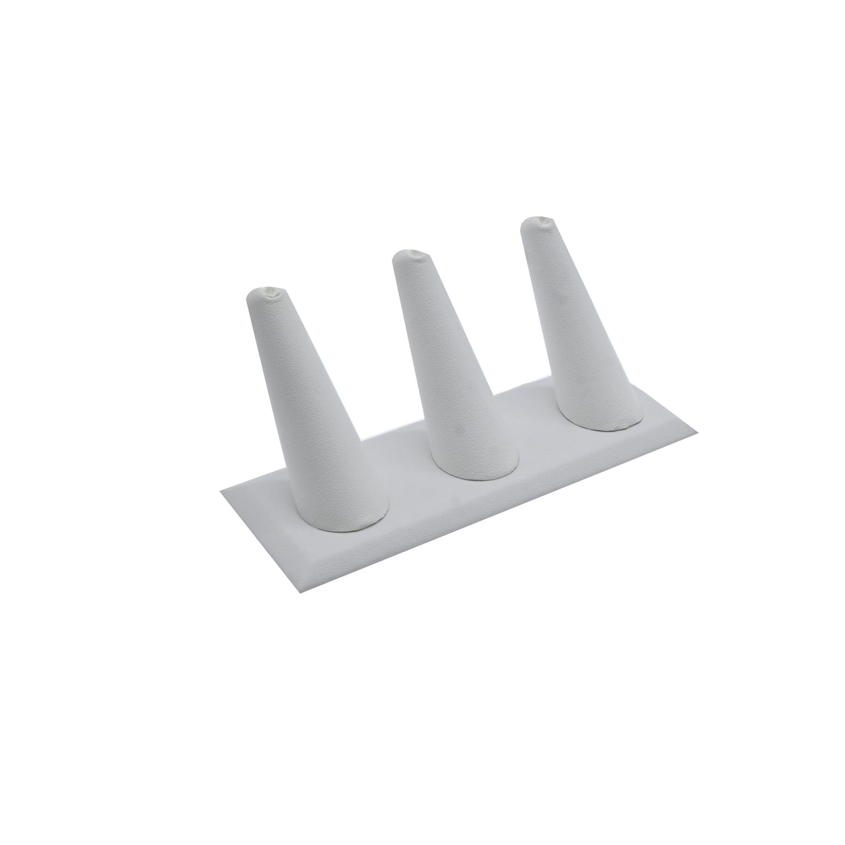 3 Finger White Leatherette Jewelry Ring Display Stand