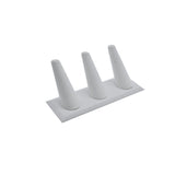 3 Finger White Leatherette Jewelry Ring Display Stand