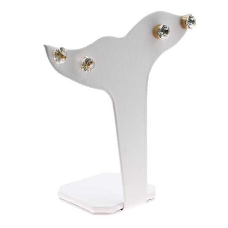 Curved White Leatherette Jewelry Earring Stand