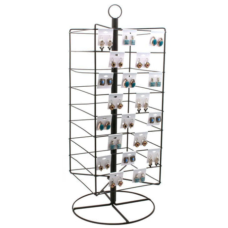 Black Metal Rotating Earring Card Display Holder Stand, 28-1/4" Tall