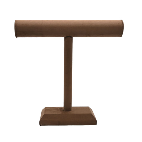 Brown Suede Jewelry Bracelet T-Bar Display - 12" Tall