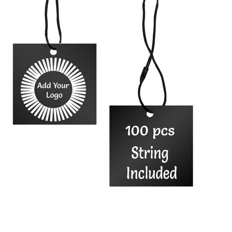 Matte Black Custom Hang Tag Square - 2" x 2" (100 pcs)