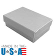 Silver Linen Pattern Paper Cotton Filled Jewelry Gift Boxes #32